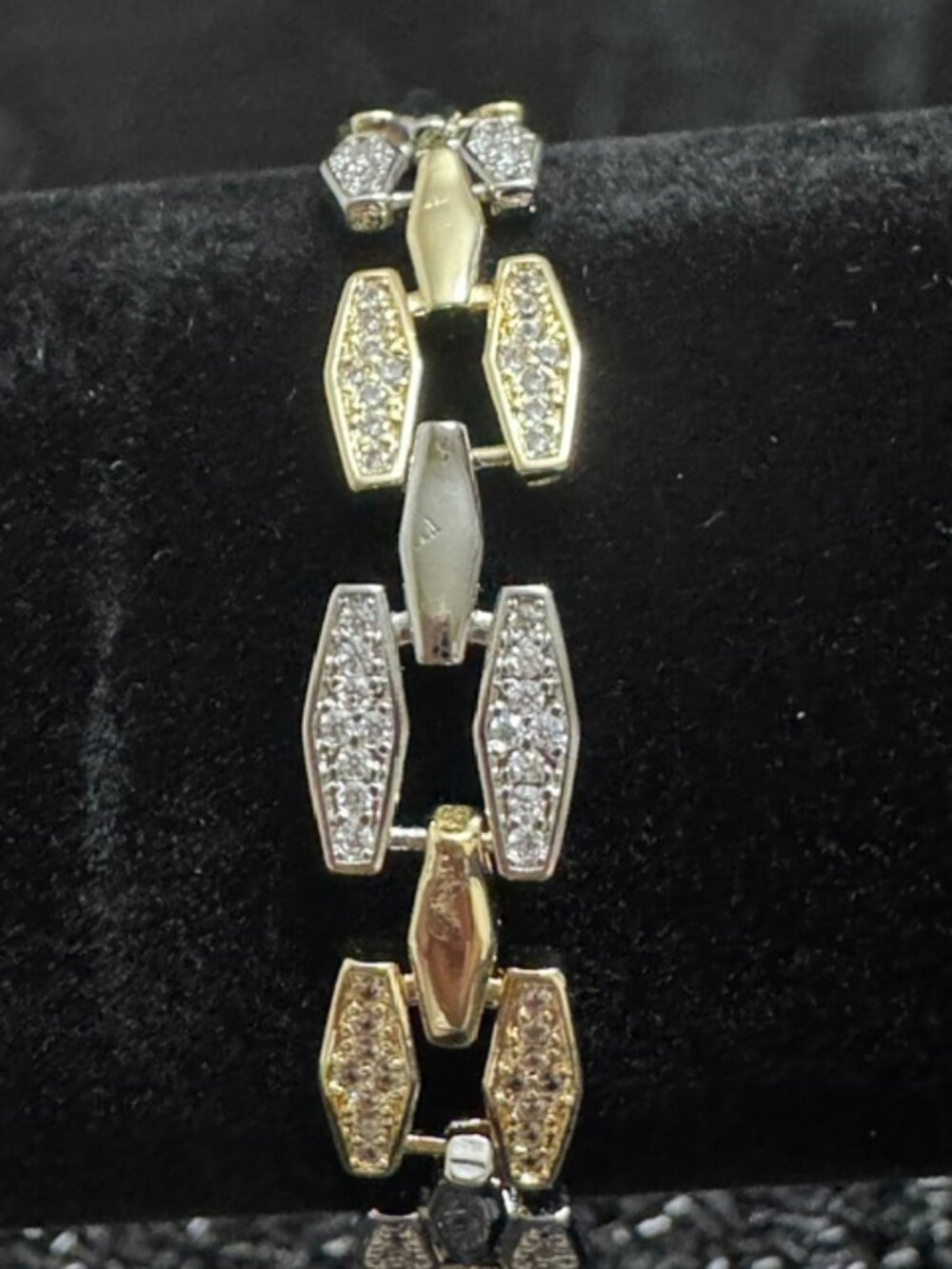18K Gold Filled Pavé 2-Tone Bracelet with AAA CZ - Size 7" - NWOT
